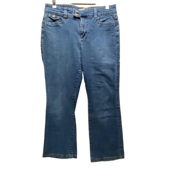 Lee Natural Bootcut Jeans Women’s 14 Blue Mid Rise Flap Pockets Stretch Denim - Picture 1 of 13